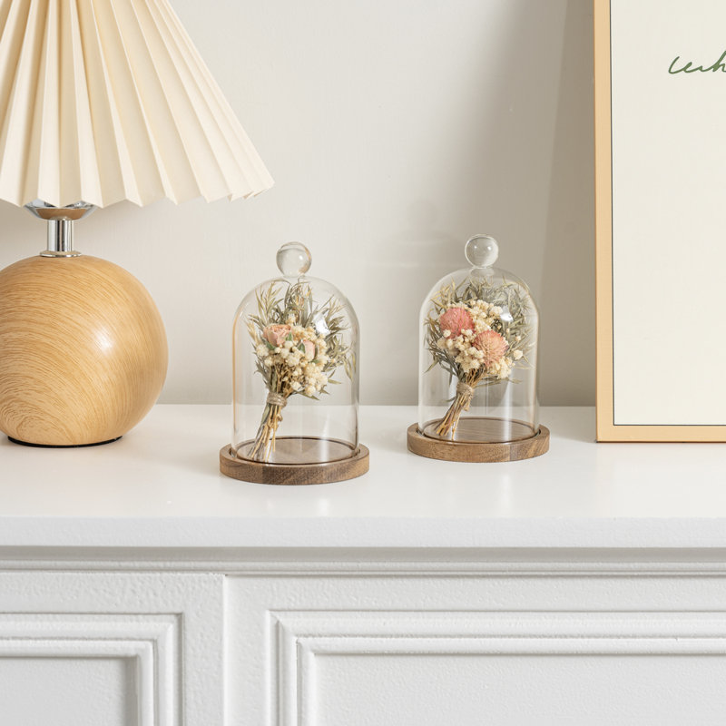 White Glass Pedestal w/ Cloche (2 Pieces)